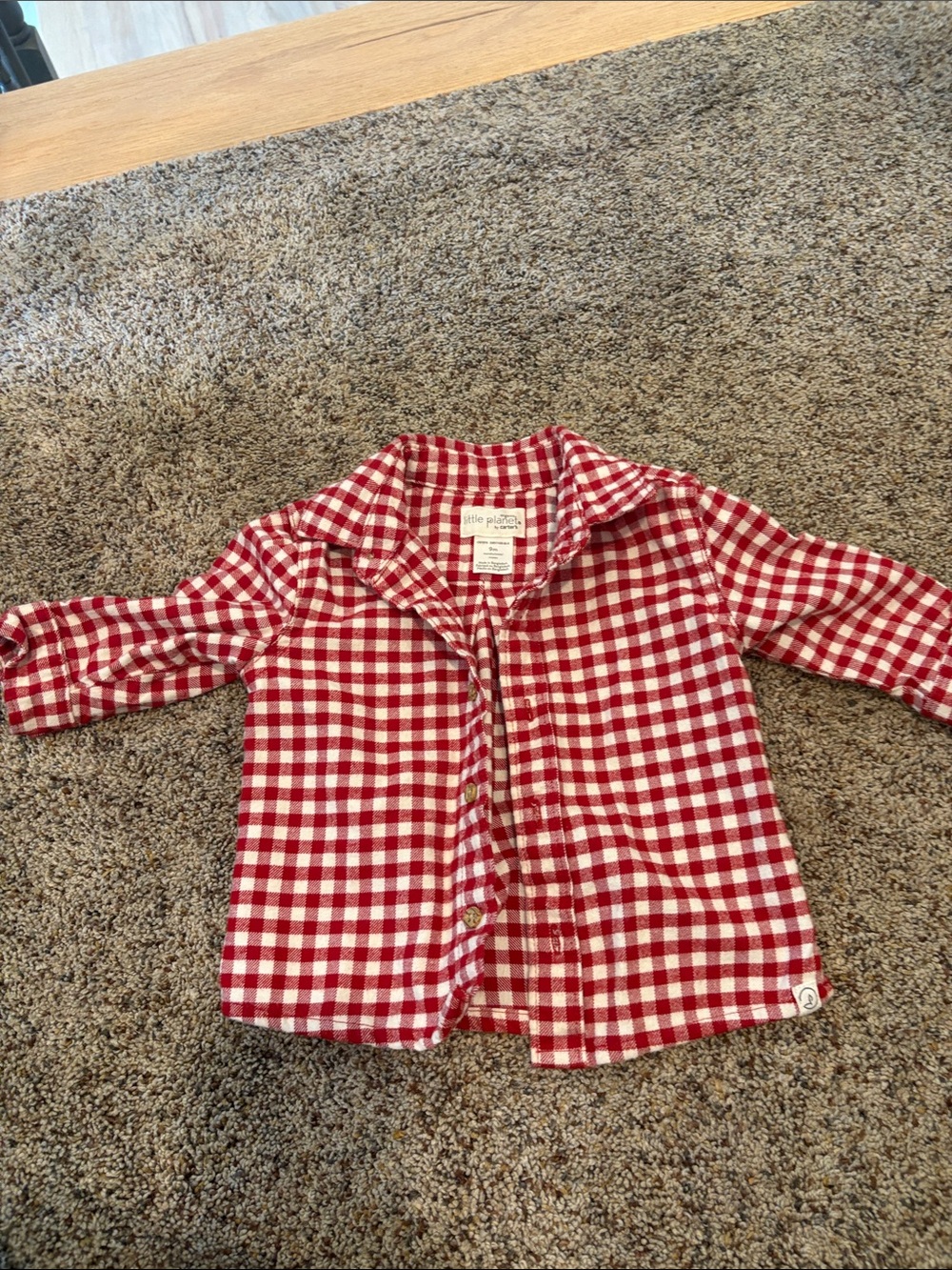Little Planet Red & White Gingham Kids Button-Down Shirt